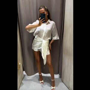 ZARA WOMAN SS25 ZW COLLECTION 100% LINEN SHORT SKIRT REFORMATION 2731/075 M